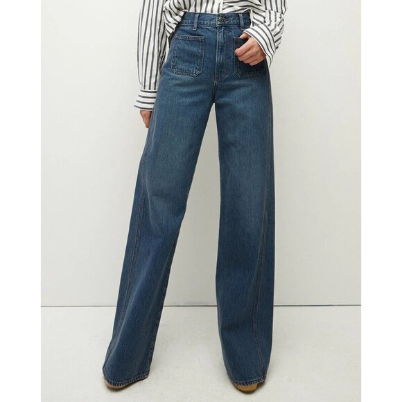 Veronica Beard Jeans Taylor Relaxed Wide Leg High Rise Blue Denim - Picture 2 of 10